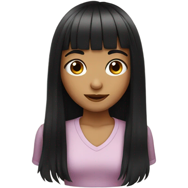 girl has long black hair with bangs  emoji