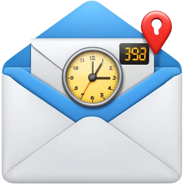 an envelop with a timer on it (to represent a programmed message) emoji