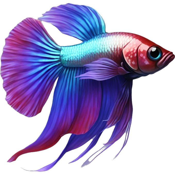 Pretty iridescent long fin betta fish realistic blue purple red emoji