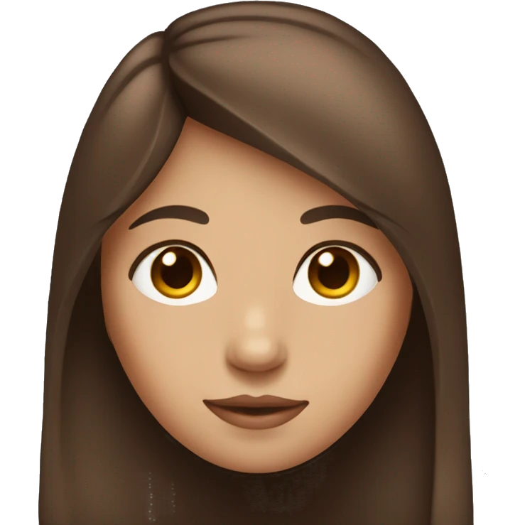 brown hair with middle part girl with brown eyes emoji
