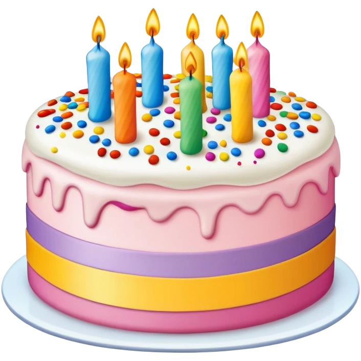 Birthday gift card with cake decoration emoji
