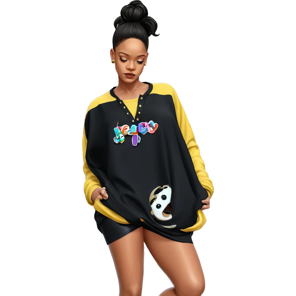 girl in oversized black shirt emoji