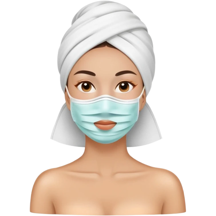 Lady with face mask spa beauty full face relaxing emoji