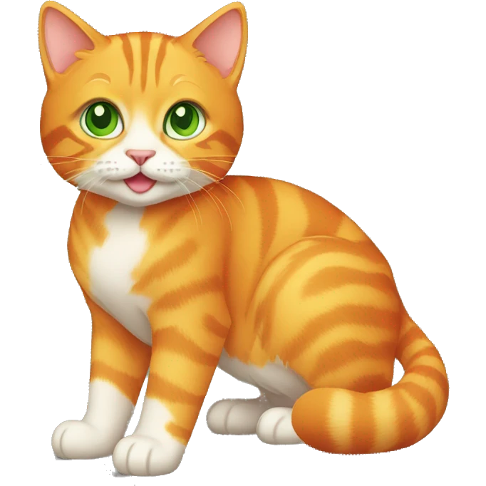bright orange tabby cat with green eyes full body emoji
