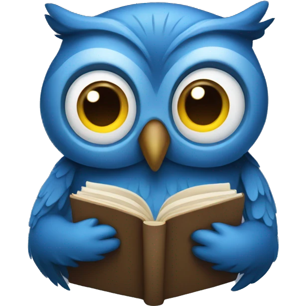 blue owl reading a book emoji