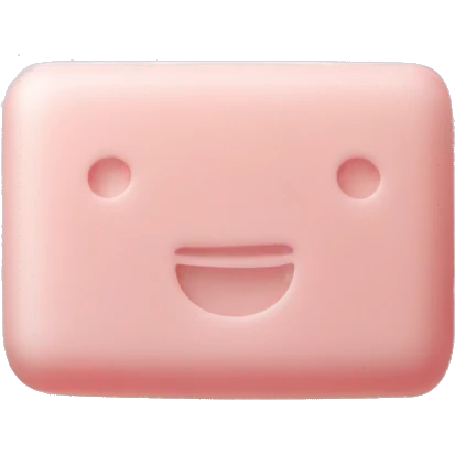 Light pink soap bar sitting on a soap holder emoji
