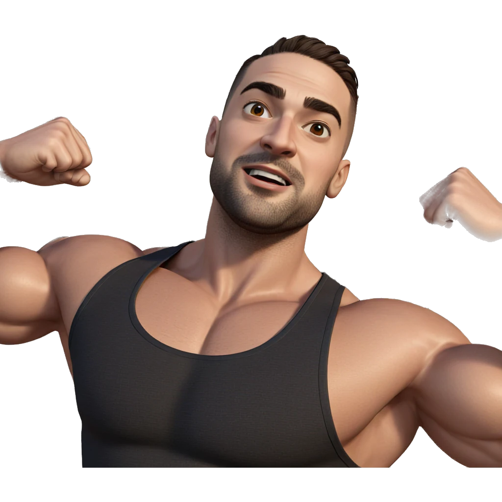 muscular man outdoors in tank top emoji