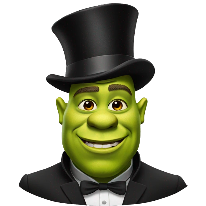 Shrek with a top hat emoji
