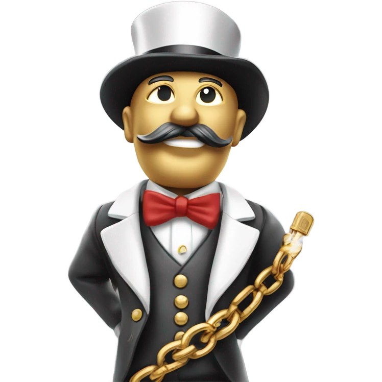 Monopoly man with gold chain necklace and smoking cigar emoji