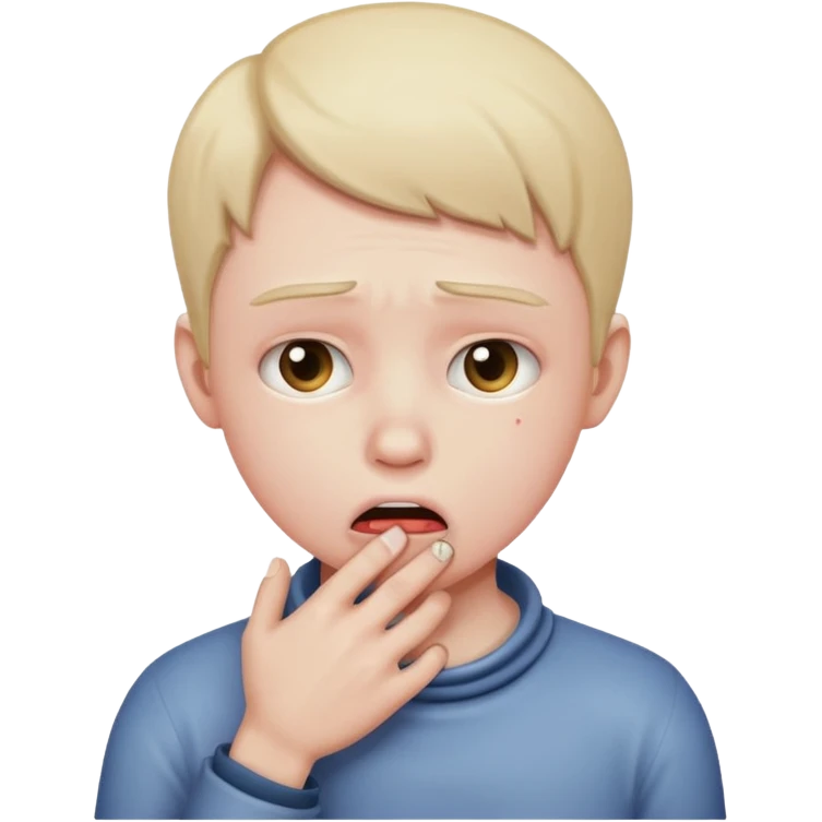 person choking themselves, serious expression emoji