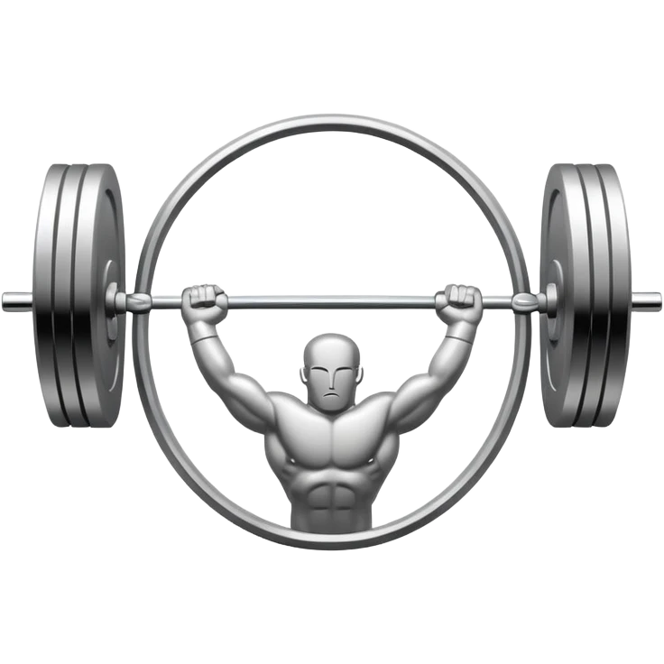 An emblem symbolizing weightlifting with a stylized barbell in the center, set against a simple, clean background. The barbell is prominent and sleek, with no athlete included. The design is bold, modern, and minimalistic emoji