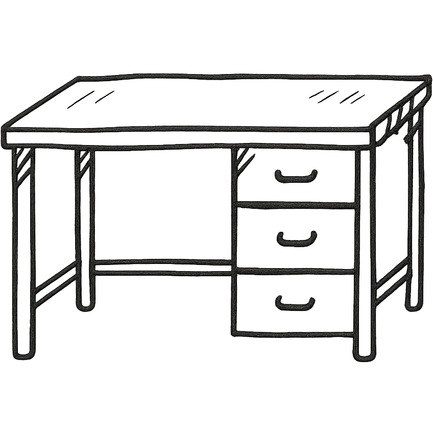 A desk, hand drawn style emoji