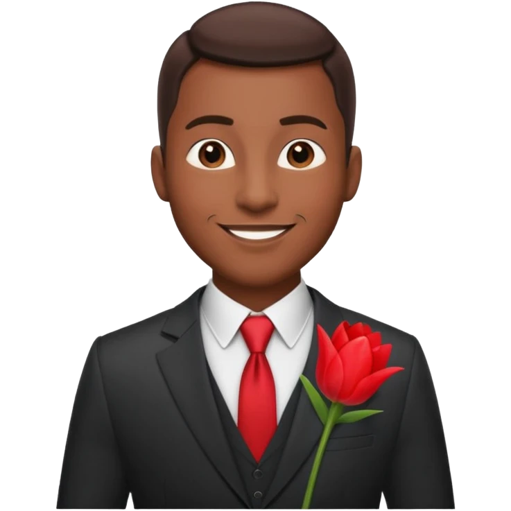 black man with tulip in his suit pocket emoji