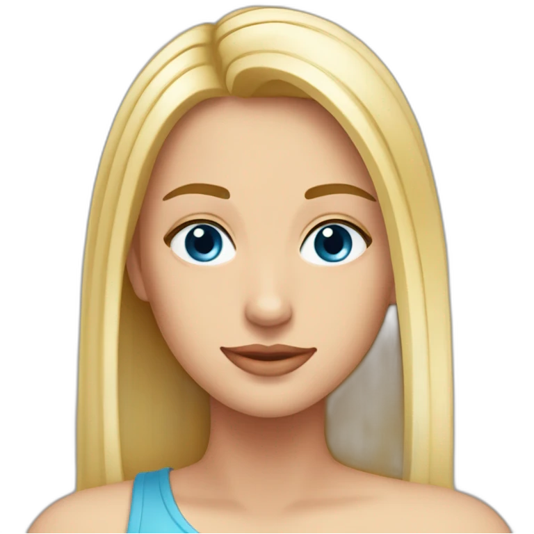 Rubia co pelo largo ojos azules ysin flequillo emoji