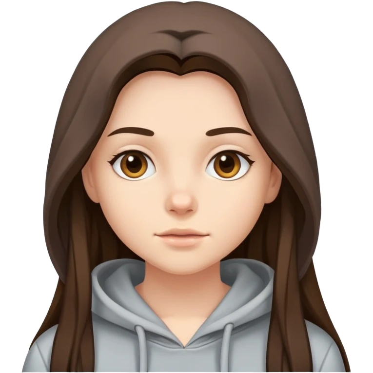 Brunnete hirl with long hair wearing hoodie emoji