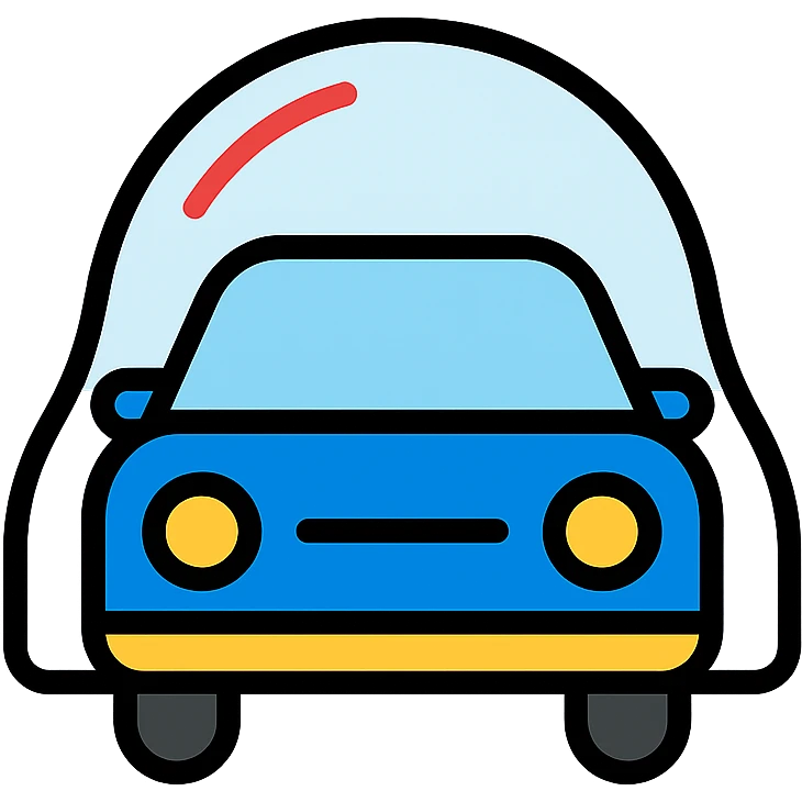modern colorful icon of a car covered with a transparent protective film emoji