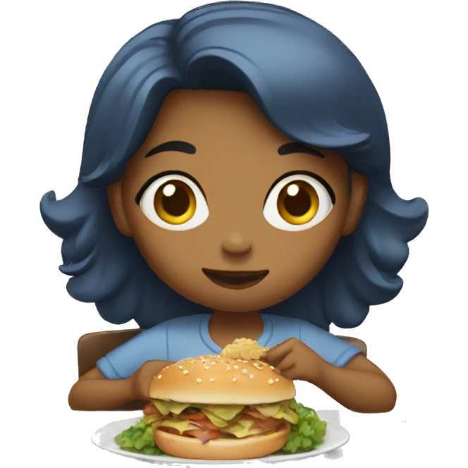 Girl eating at restaurant  emoji