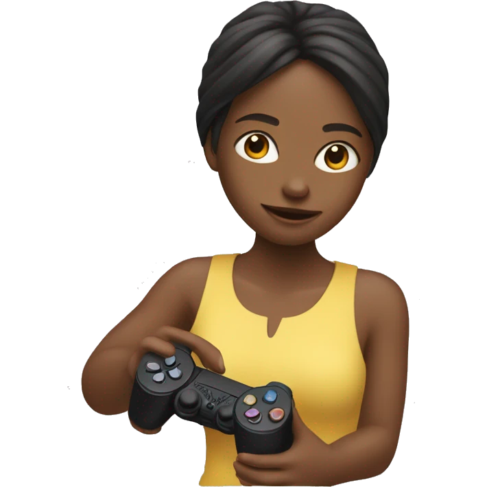 Fille qui joue a a Playstation avec des chips
 emoji