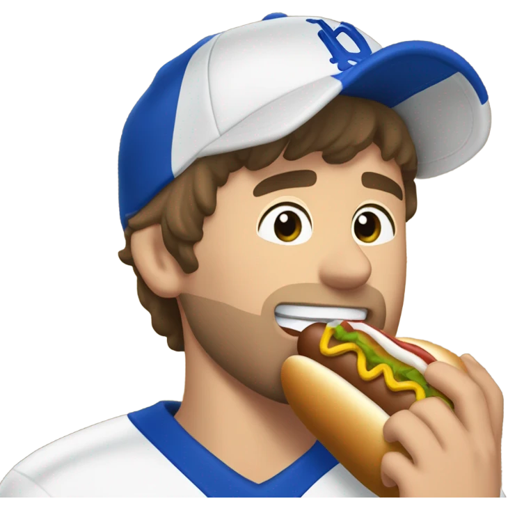 Daniel Jones sucking on a hot dog emoji