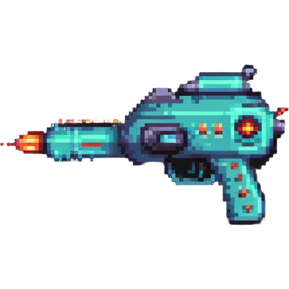 retro sci-fi ray gun in pixel art style emoji
