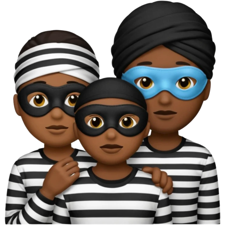 3 theif robbers emoji,Stripped shirt,eye mask, black head. emoji