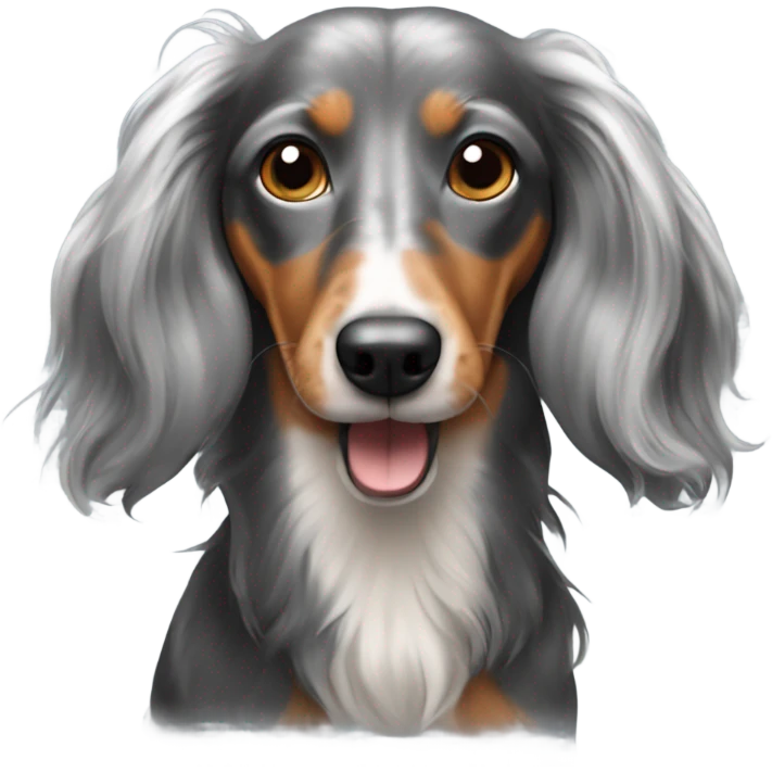 Long haired dapple weiner dog emoji