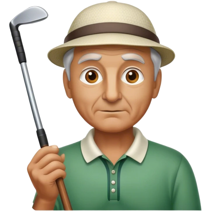 different half figure old italian golf player with golf club  emoji