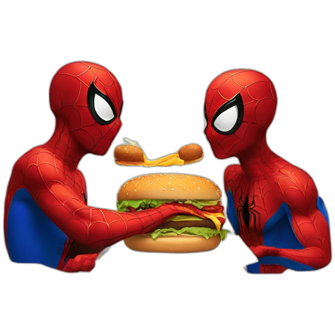 Spiderman eating burger emoji