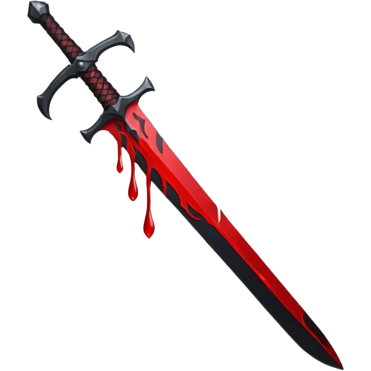 iOS sticker, dark sword, black blade, red blood drop, minimal emoji