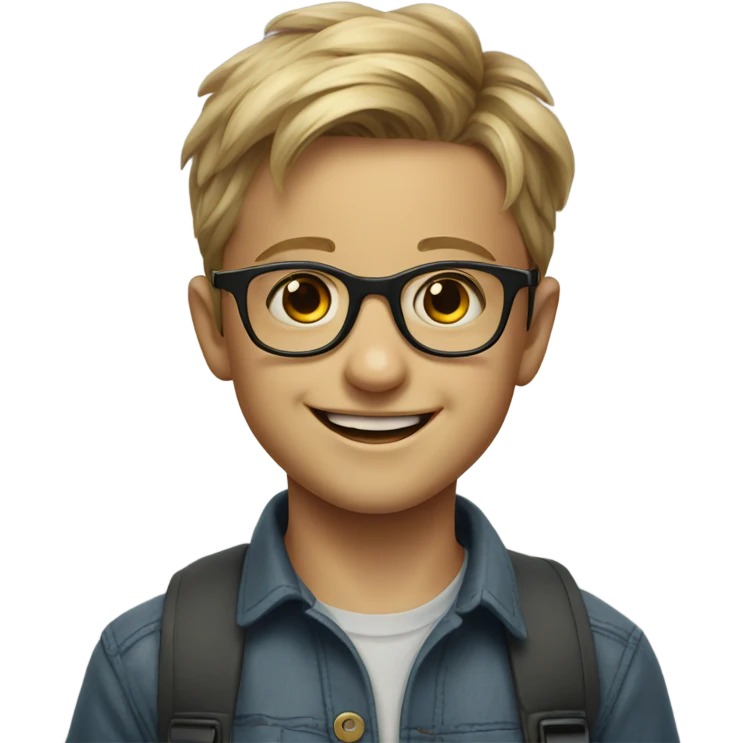 smiling boy in glasses portrait emoji