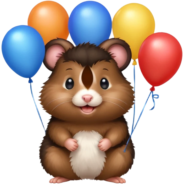 black hamster with balloons emoji