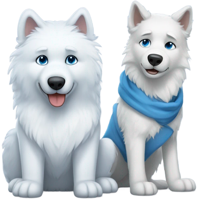 blue teddybear and white wolfdog emoji
