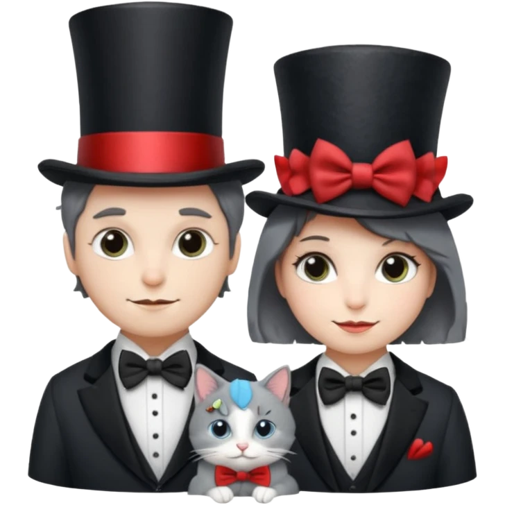 magician couple and their pet cat emoji