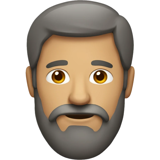 A mid age man with beard and with hairs that sightly covers his face emoji