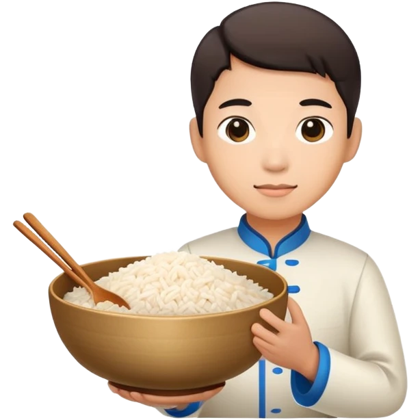 Chinese person with rice emoji