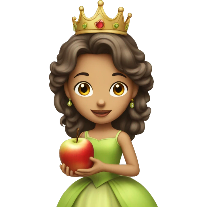 a princess with an apple emoji