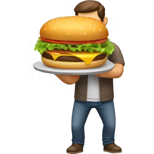 hombre fuerte comiendo hamburguesa emoji