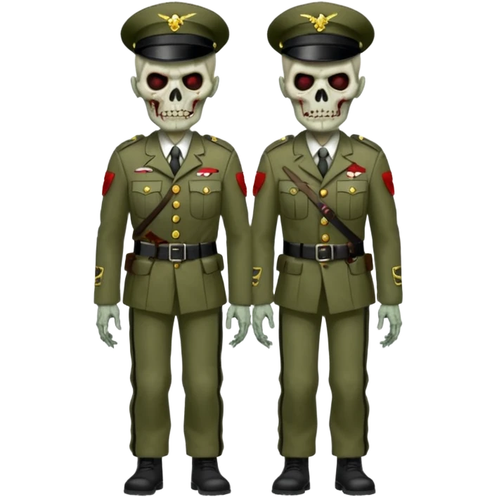 Rotting corpse zombie soldiers, full body, in the style.of your bleeding skull art. emoji