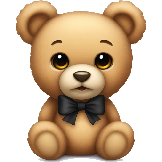 Cute teddy bear with black bow emoji