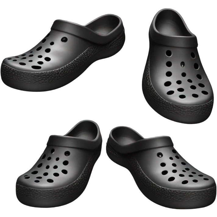 Realistic black pair of crocs shoes isolated.  emoji