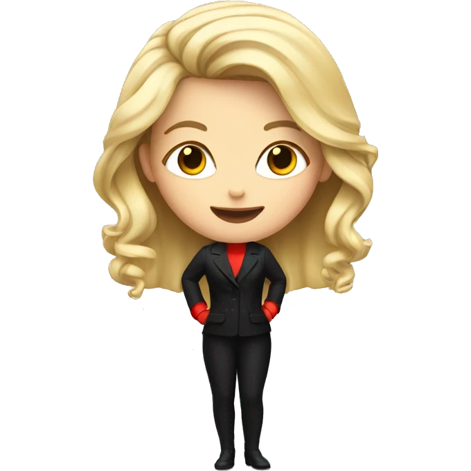 blonde girl with microphone in black and red outfit emoji