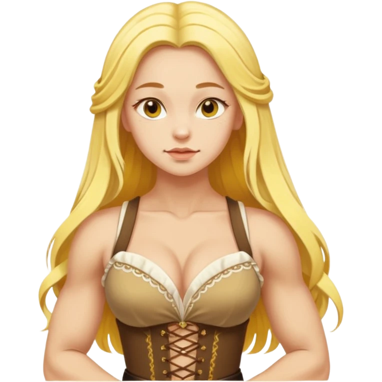 muscled girl from Poland in traditional Polish costume, long yellow hair, in sexy pose emoji