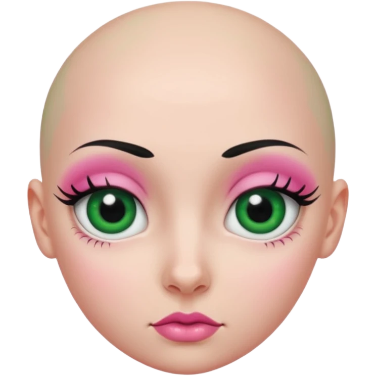 pink green black bald girl eyeballs emoji