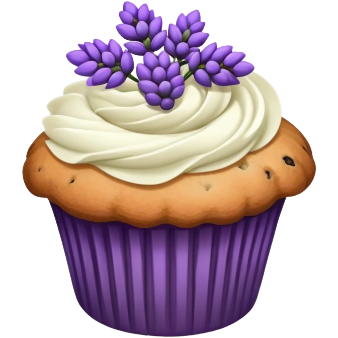 Lavender flower sprig muffin with berries emoji