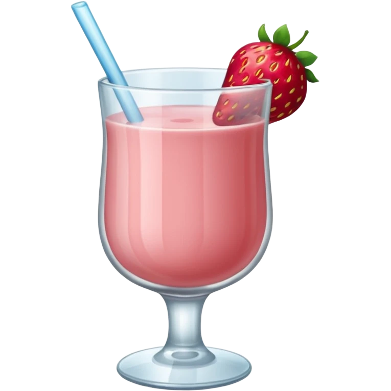 lait fraise dans un verre transparent glaçons  emoji