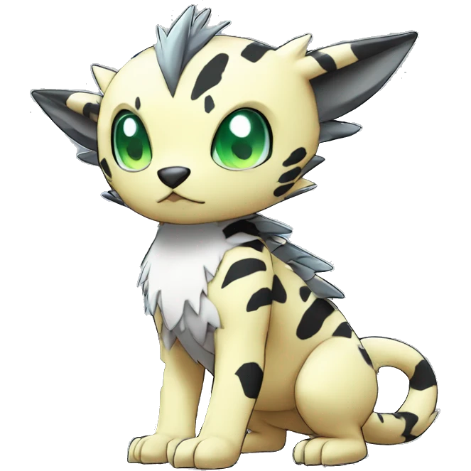 cute cool edgy Digimon-Fakemon-animal with cool markings full body emoji