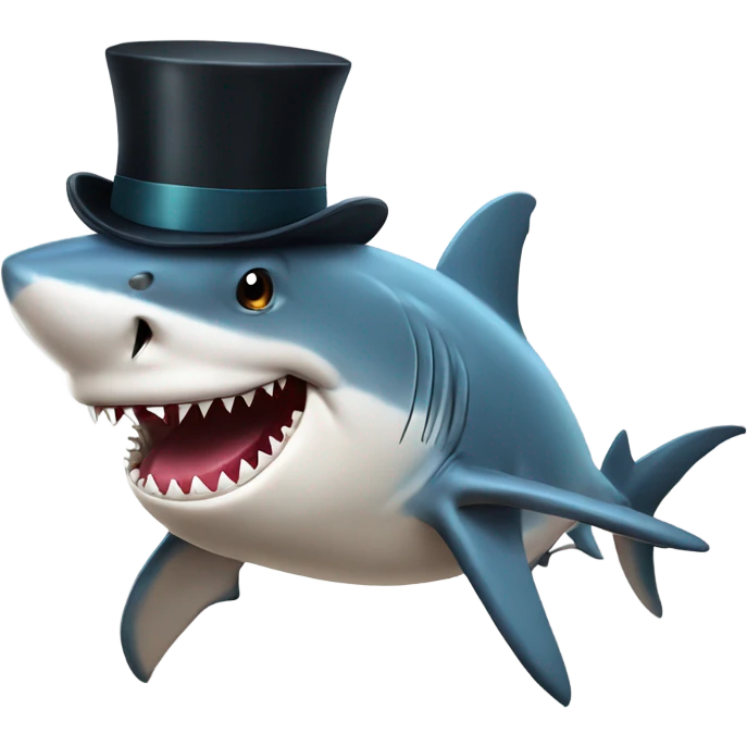 Shark with a top hat emoji