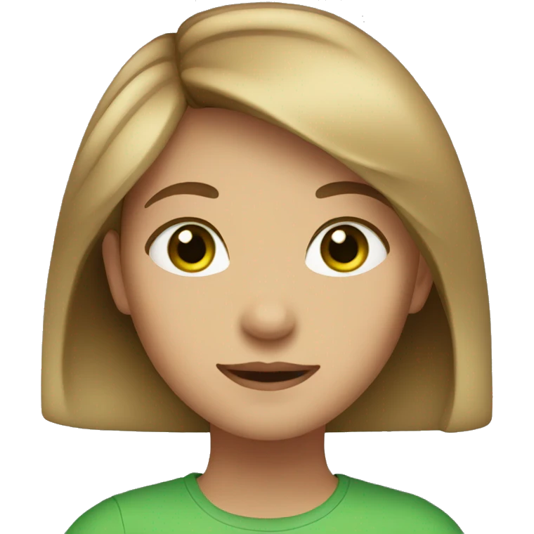 A girl with light brown hair and green eyes emoji