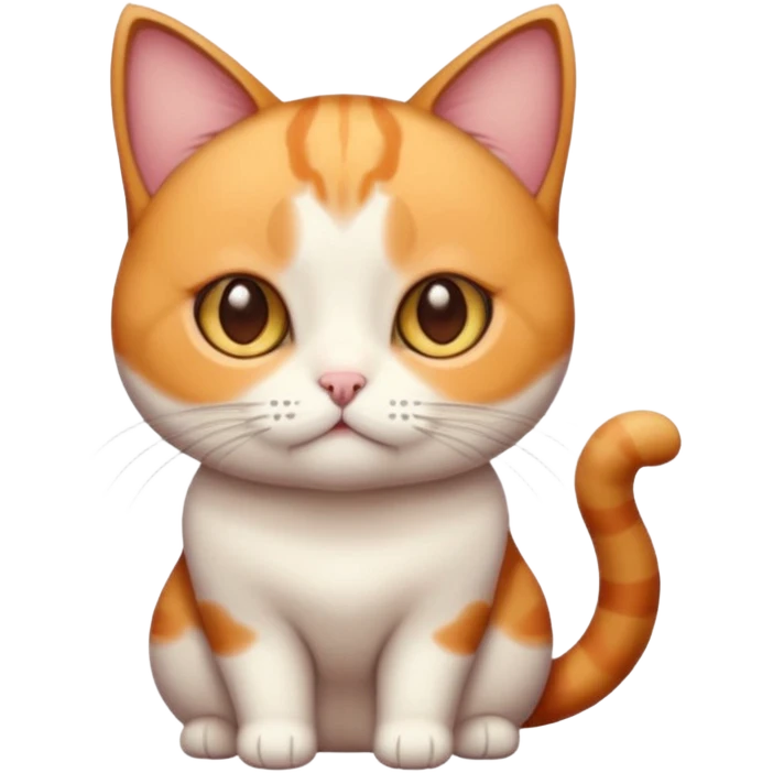 calico cat with cute slim face, small head, hazel eyes, and short but chubby body emoji