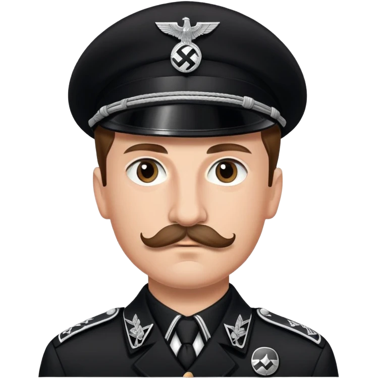 nazi SS soldier man wearing black uniform with brown hair and mustache emoji